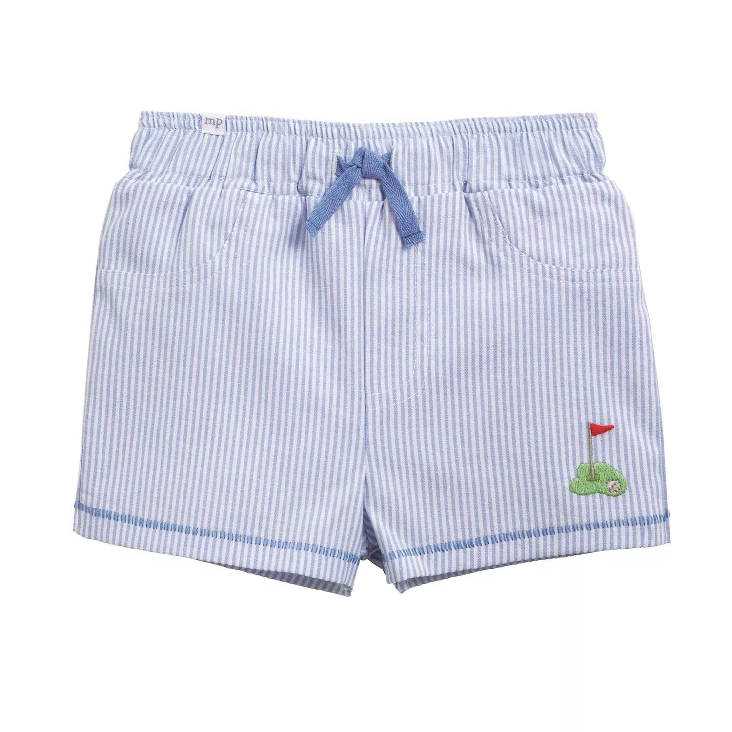 BLUE SEERSUCKER EMBROIDERED GOLF TRUNK