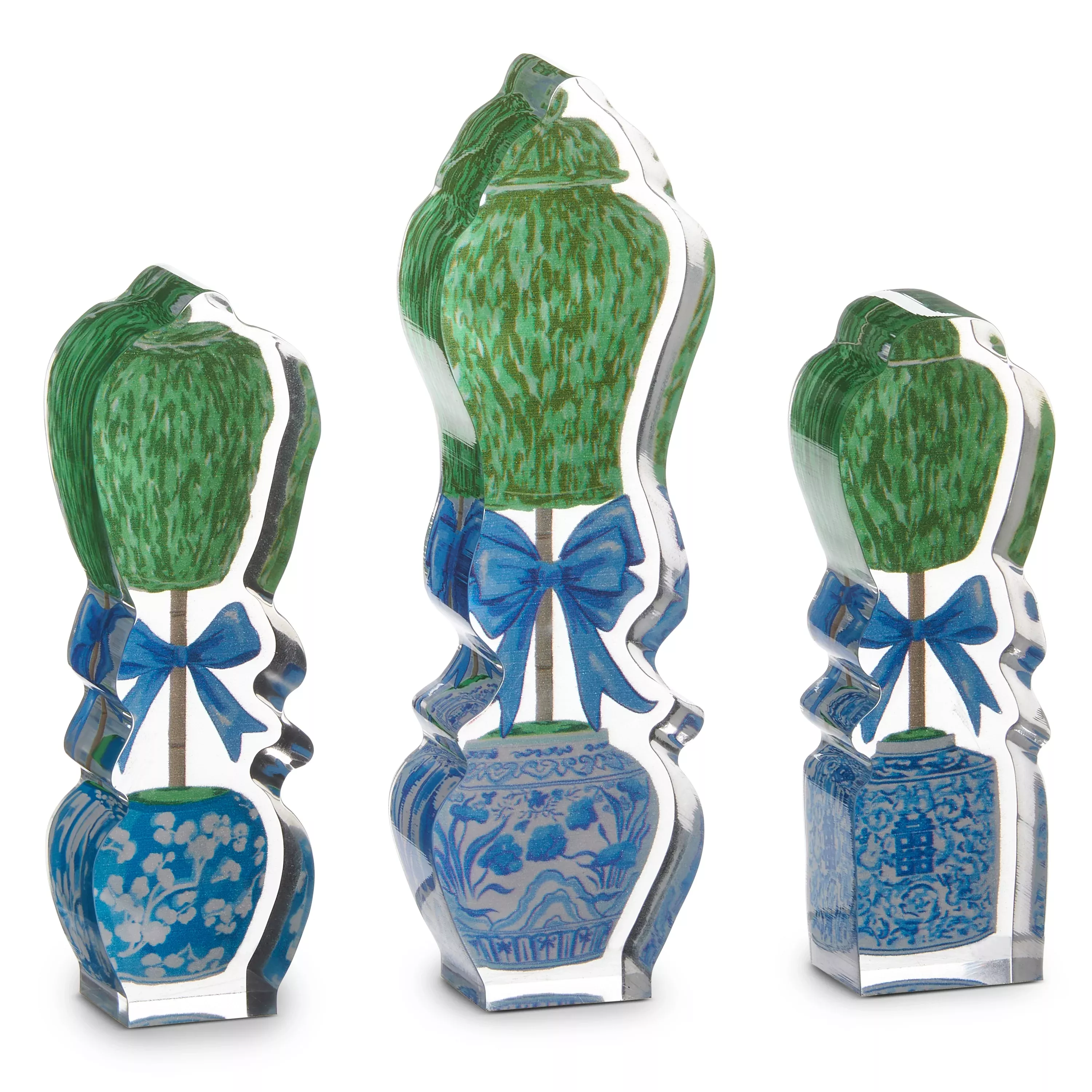 BOXWOOD GINGER JAR TOPIARY ACRYLIC BLOCK