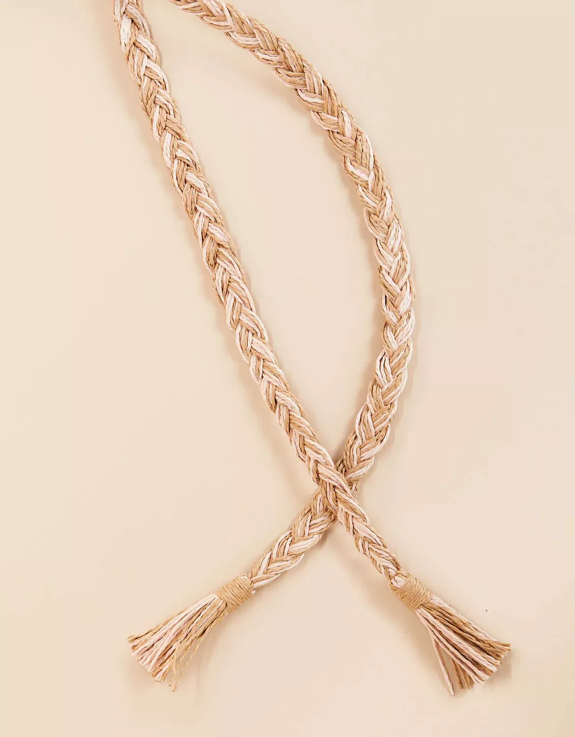 Braided Papyrus Belt Khaki Rose