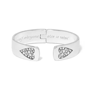 Brighton B You Hinged Silver and Crystal Hearts Bangle Bracelet