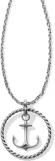 Brighton Blue Water Ring Float Anchor Silver Convertible Necklace