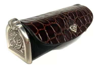 Brighton Croc Embossed Leather & Engraved Metal Lipstick Case