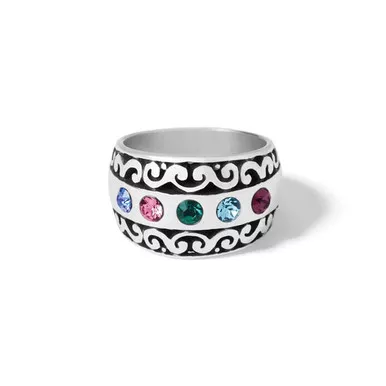 Brighton Elora Multi-color Gems Silver Band Ring