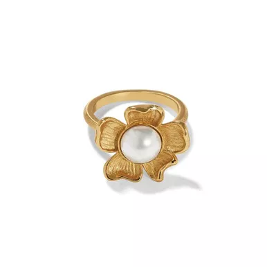 Brighton Everbloom Pearl Flower Gold Ring