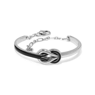 Brighton Harmony Interlok Braid Black and Silver Bar Bracelet
