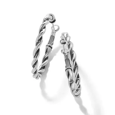 Brighton Interlock Twist Oval Leverback Hoops Silver Earrings