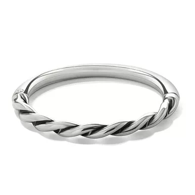 Brighton Interlok Twist Hinged Silver Bangle Bracelet