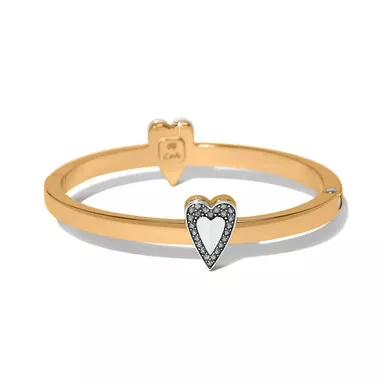 Brighton Love Messages B Bold Hinged Gold Bangle Bracelet