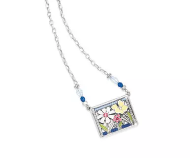 Brighton Painted Flower Garden Silver Necklace