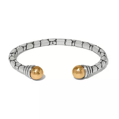 Brighton Pebble Link Two Tone Open Flex Cuff Bracelet