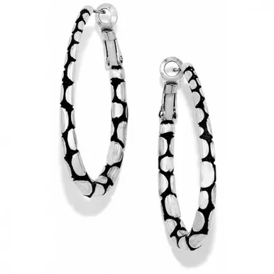 Brighton Pebble Oval Hoop Silver Earrings