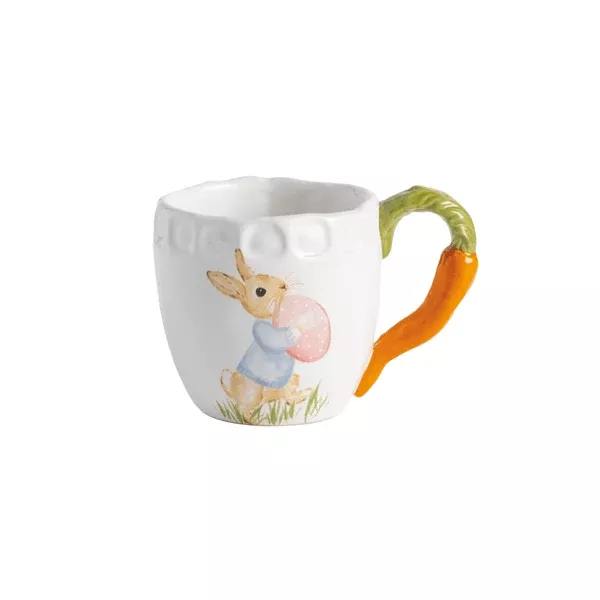 BUNNY WITH CARROT EGG HANDLE MUG