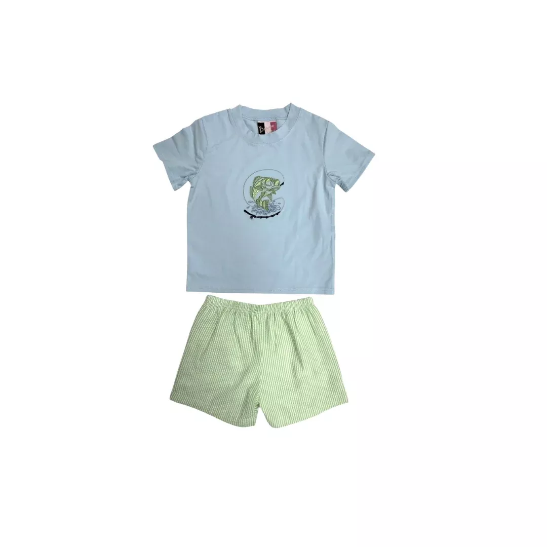 CATCH & RELEASE EMBROIDERED SHORT SET