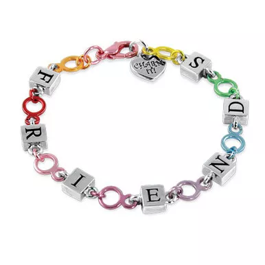 Charm It Girls Friend's Initials Multicolor Adjustable Bracelet