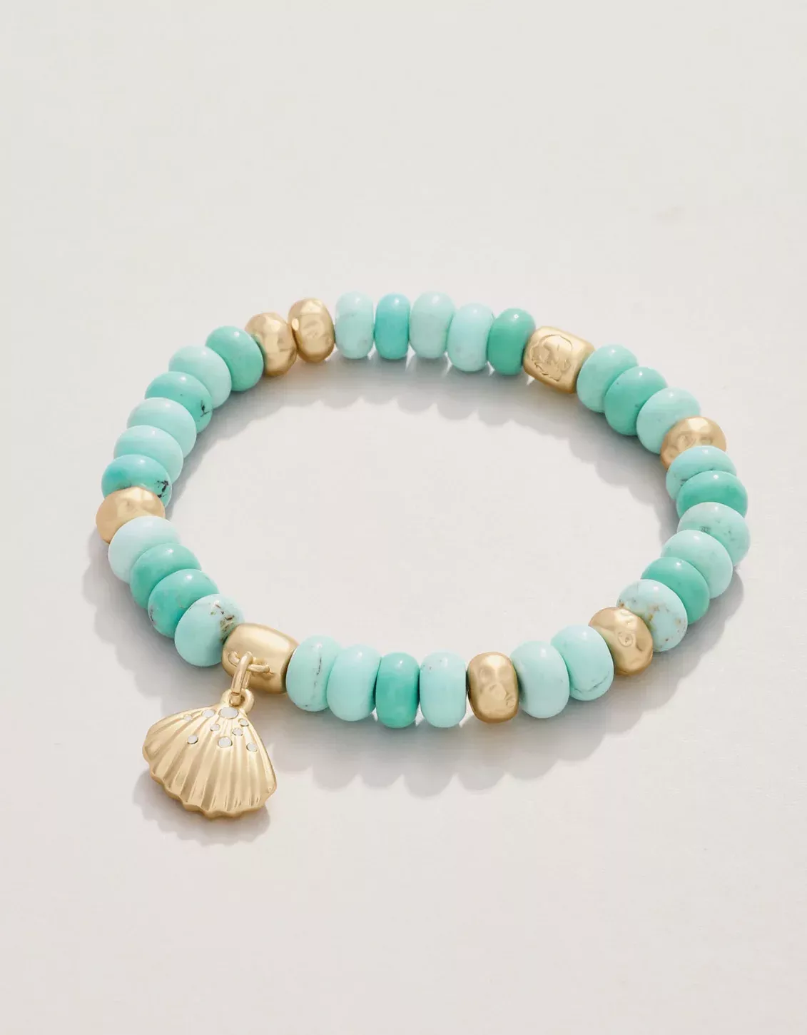 Charmed Stretch Bracelet 8mm Turquoise/Shell