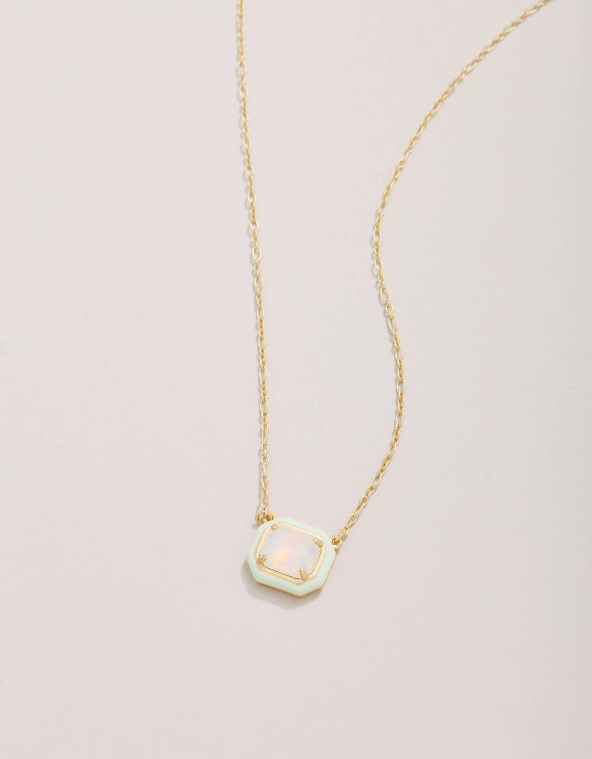 Clara Window Necklace 17'' White Opal