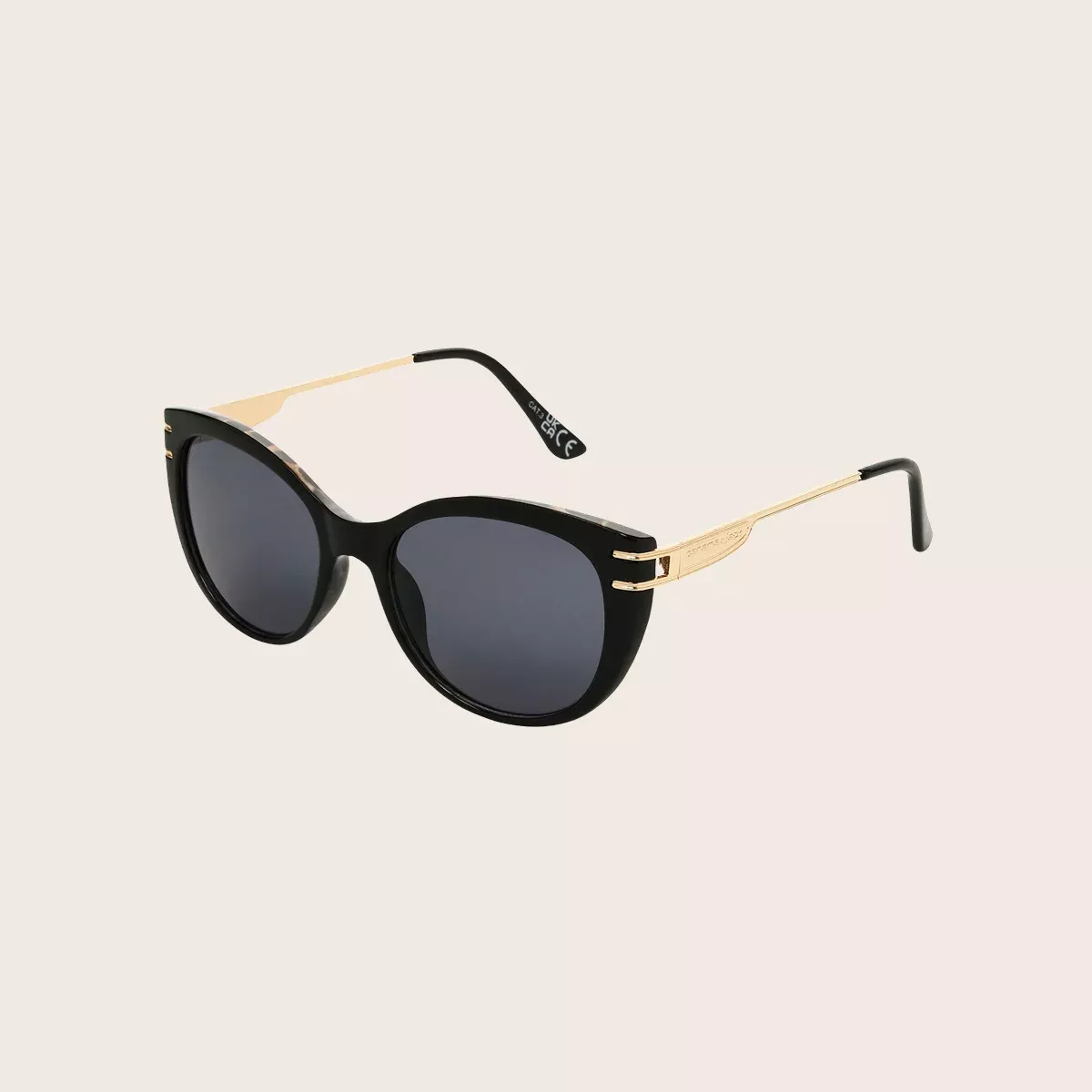 Classic Black & Gold Cat Eye Sunglasses