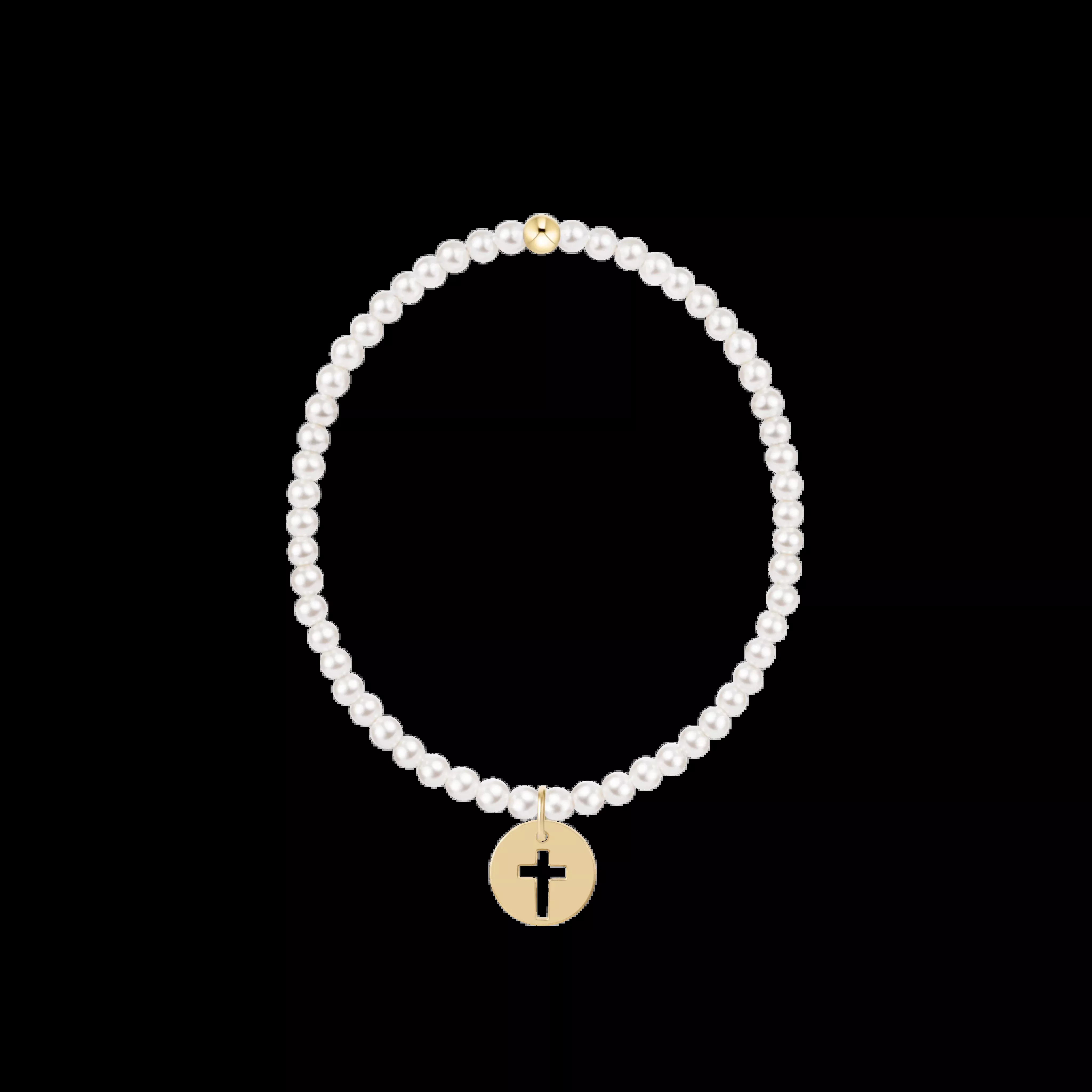 CLASSIC PEARL 3MM BRACELET - BLESSED GOLD DISC