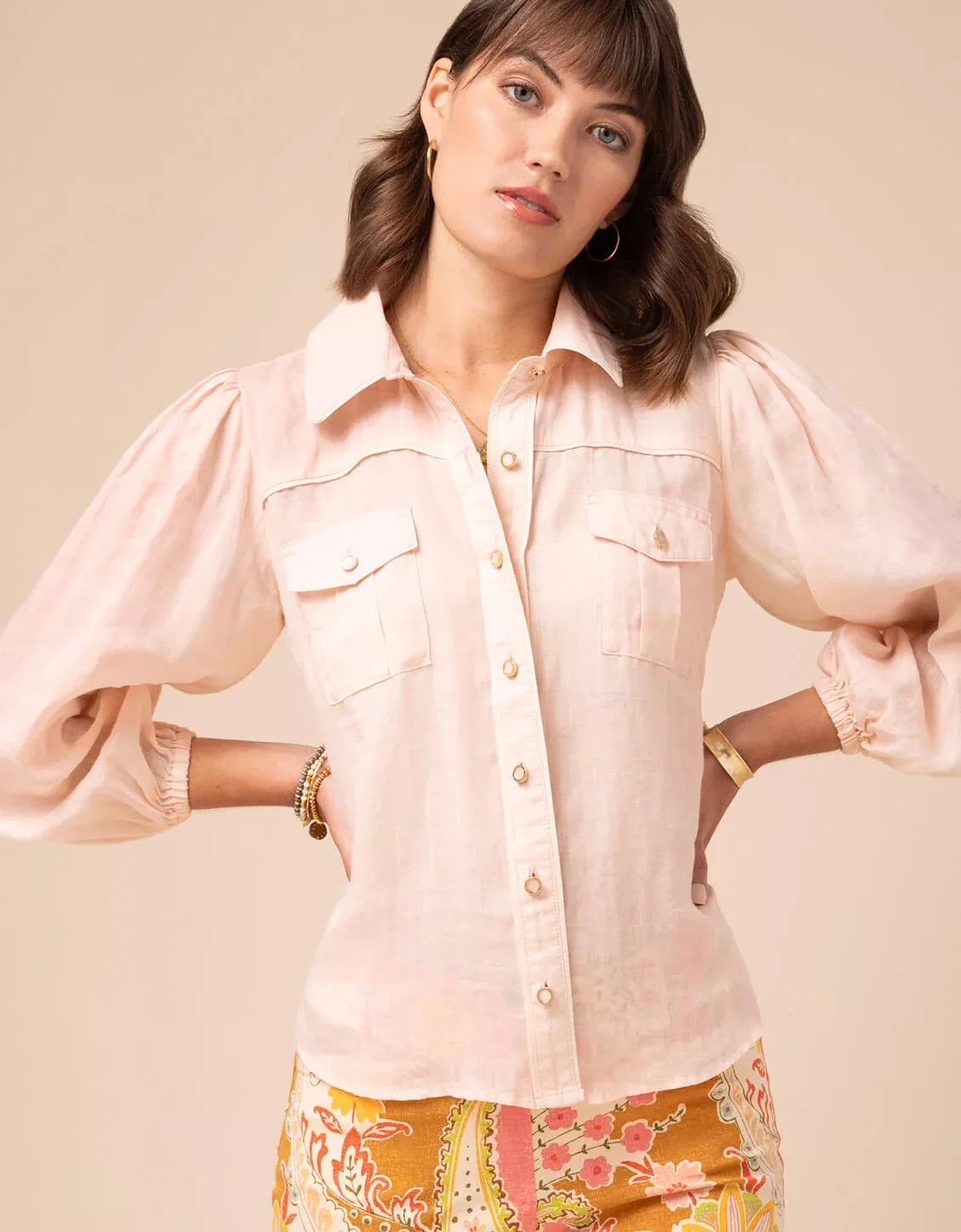Claudette Blouse Pale Blush