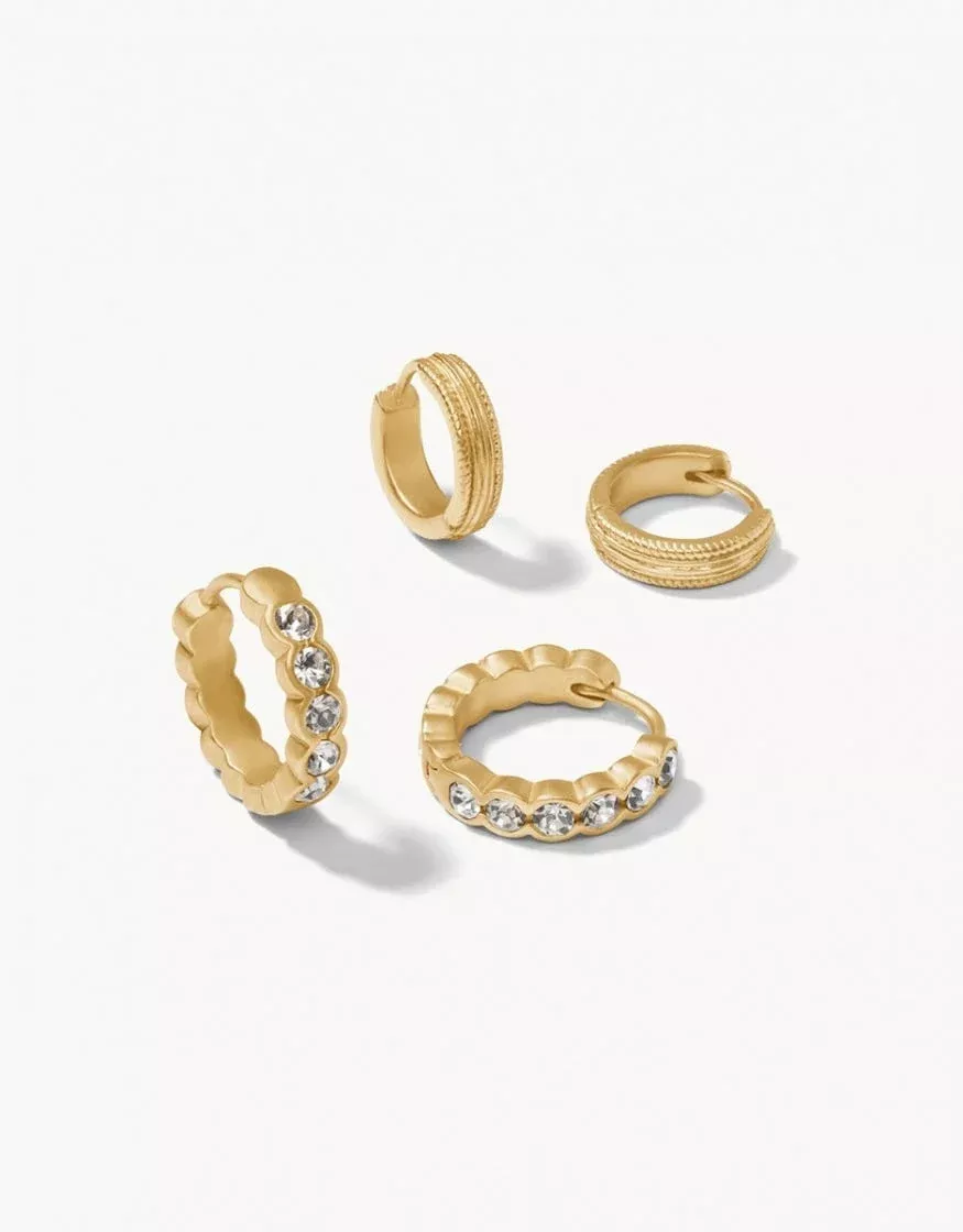 CRYSTAL SIMPLE HOOP EARRING SET