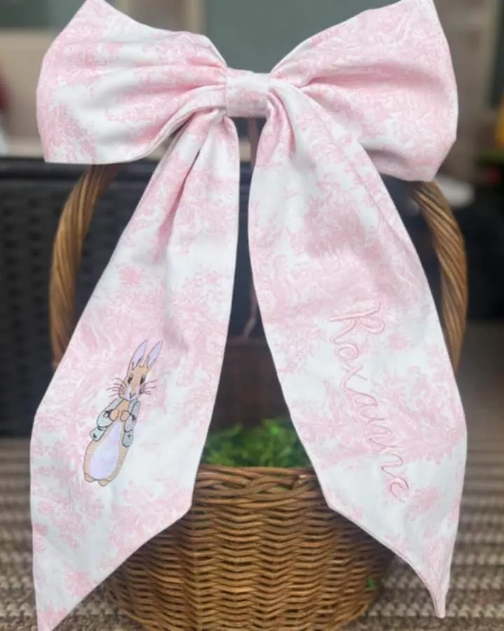 CUSTOM MONOGRAM TOILE WREATH BOWS