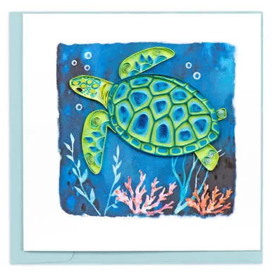 Decorative Sea Turtle Quilled Blank Greeting Card