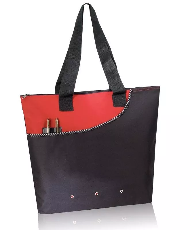 Deluxe Polyester Tote Bag with Zipper Closure (CLOSEOUT)