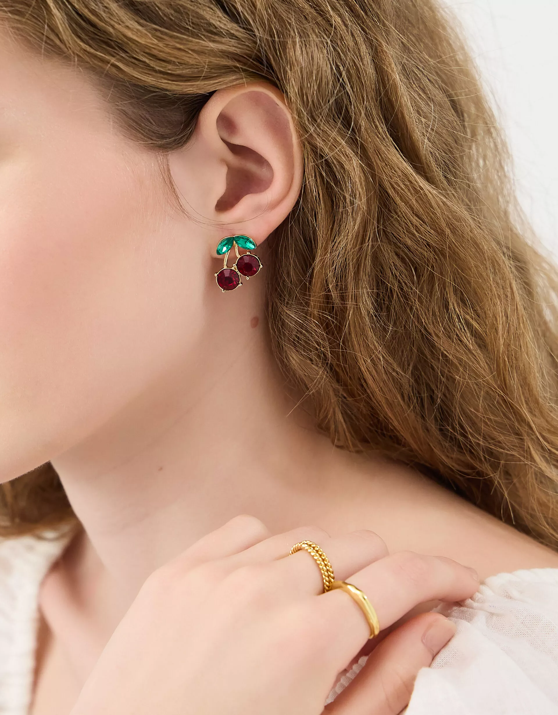 Diamanté Cherry Stud Earrings