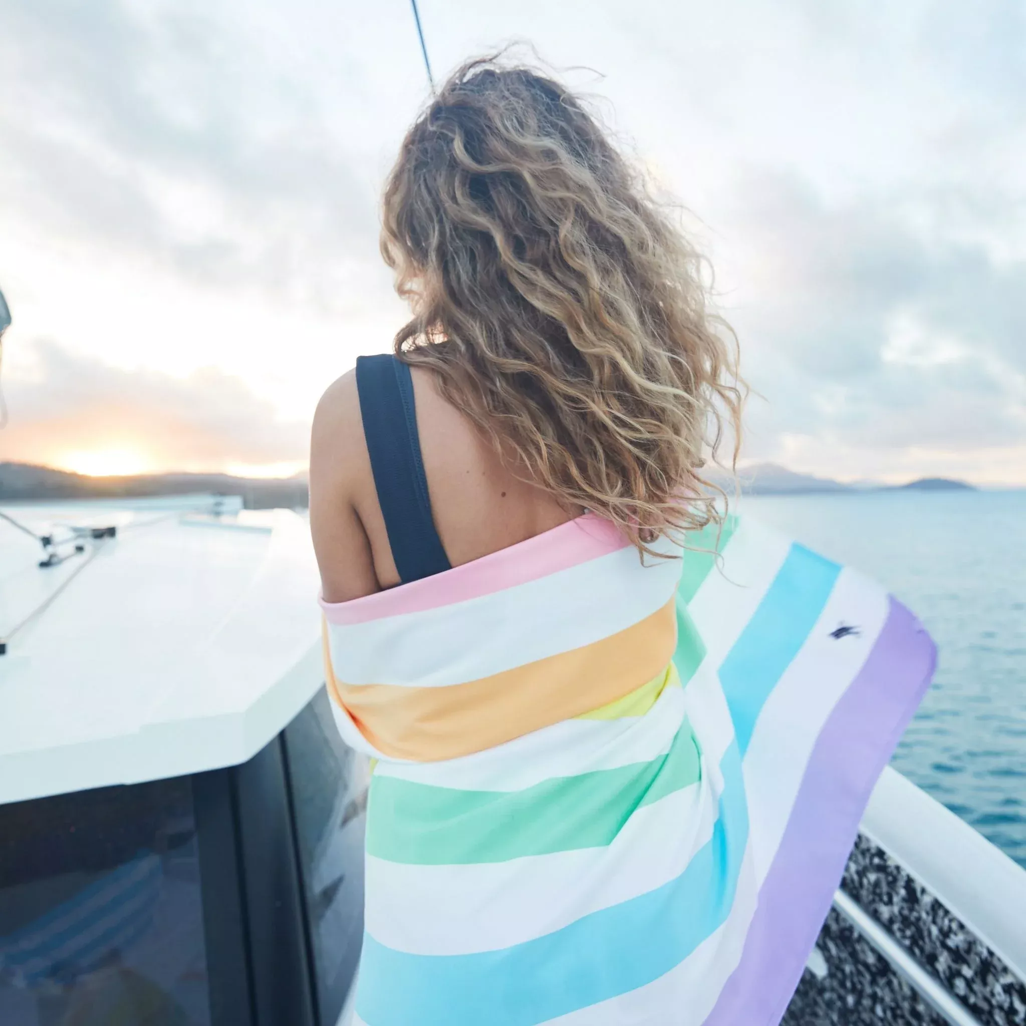 Dock & Bay Unicorn Waves Pastel Striped Microfiber Beach Towel