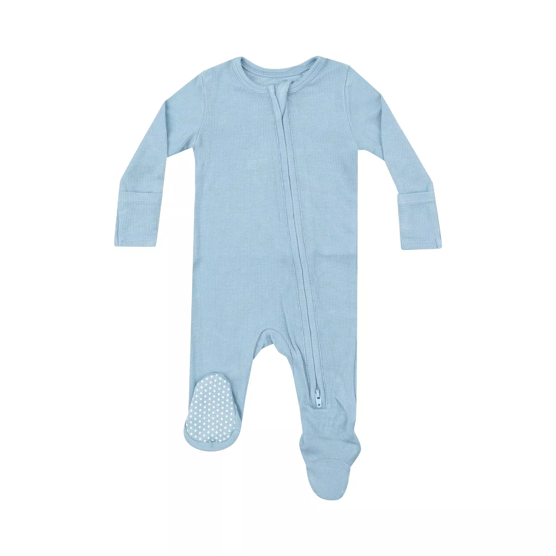 DREAM BLUE RIB ZIPPER FOOTIE