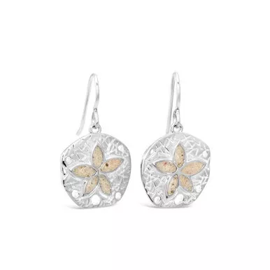 Dune Jewelry Beach Sand Dollar Silver Drop Earrings