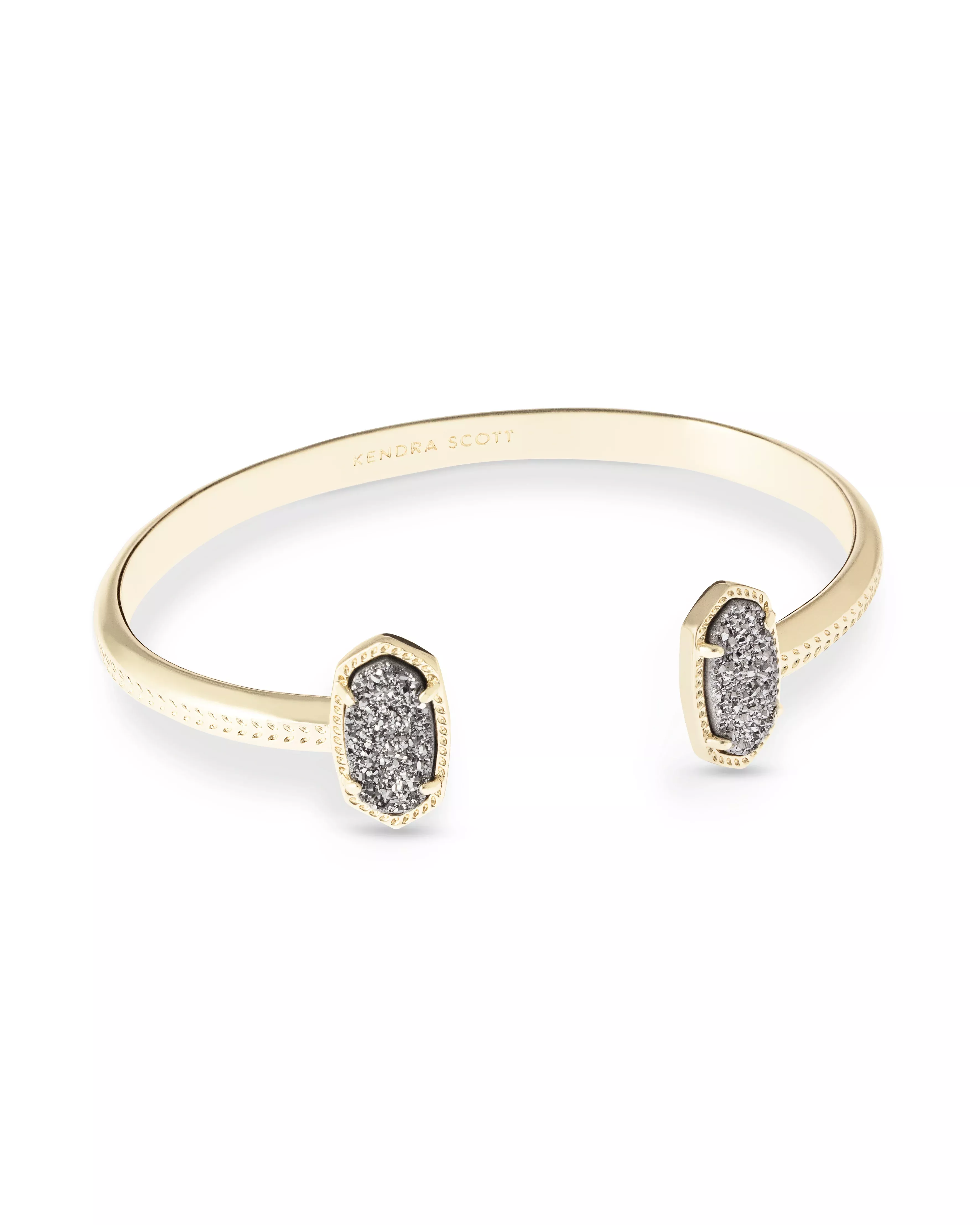 ELTON CUFF BRACELET, GOLD PLATINUM DRUSY