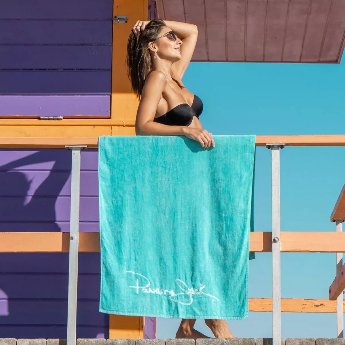 Embroidered Signature Velour Beach Towel