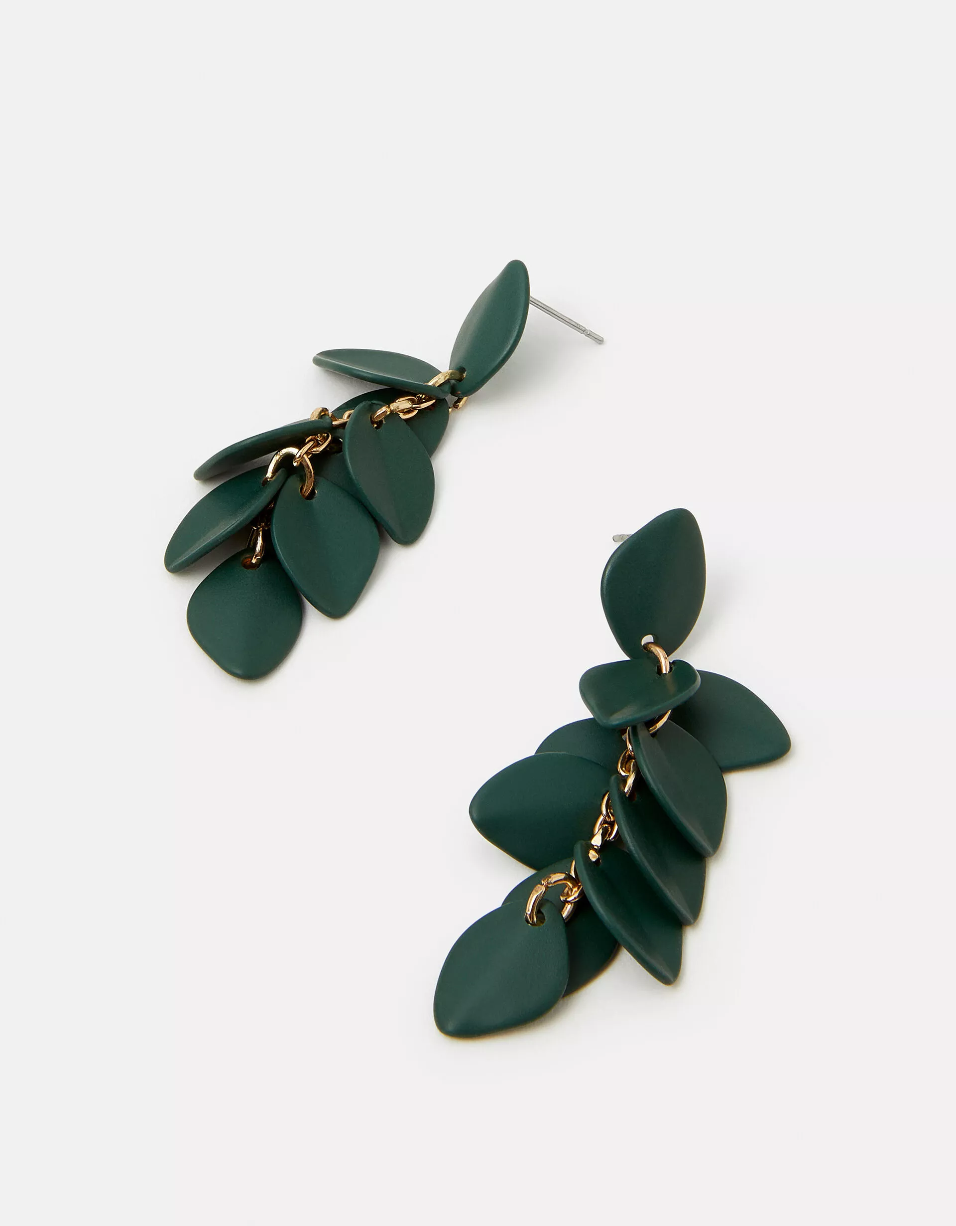Enamel Willow Leaf Drop Earrings