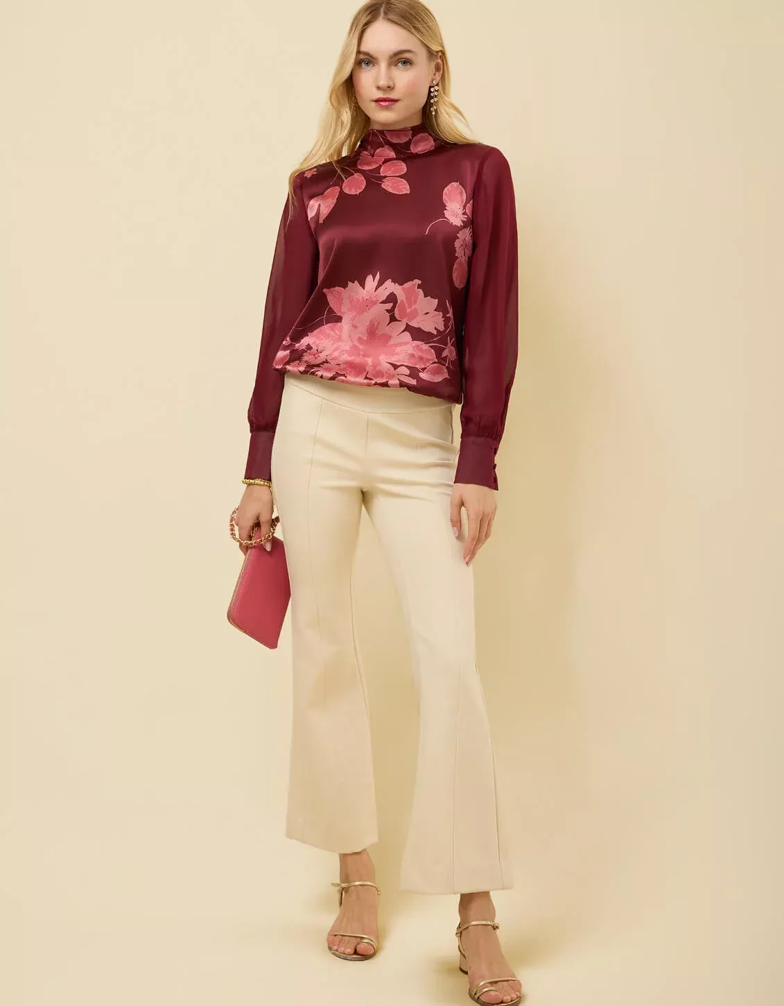 Erinne Silk Blouse Etta Floral Bordeaux
