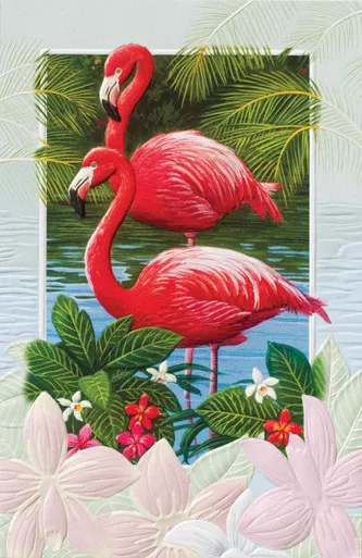 Fanciful Flamingos Birthday Card