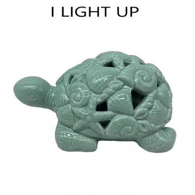 Fancy That Green Sea Shell Turtle Figurine Light