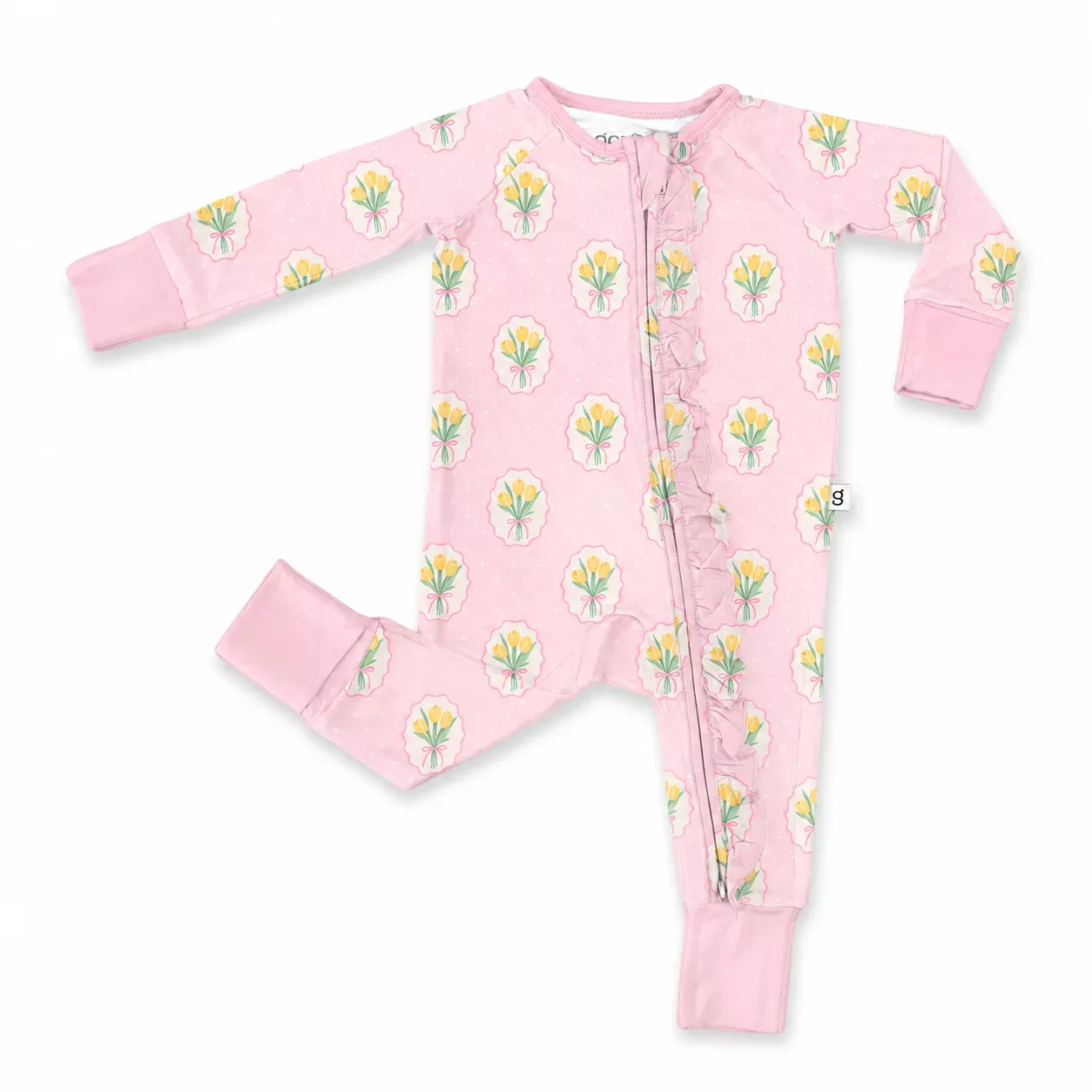 FANCY TULIPS ZIP CONVERTIBLE PAJAMAS