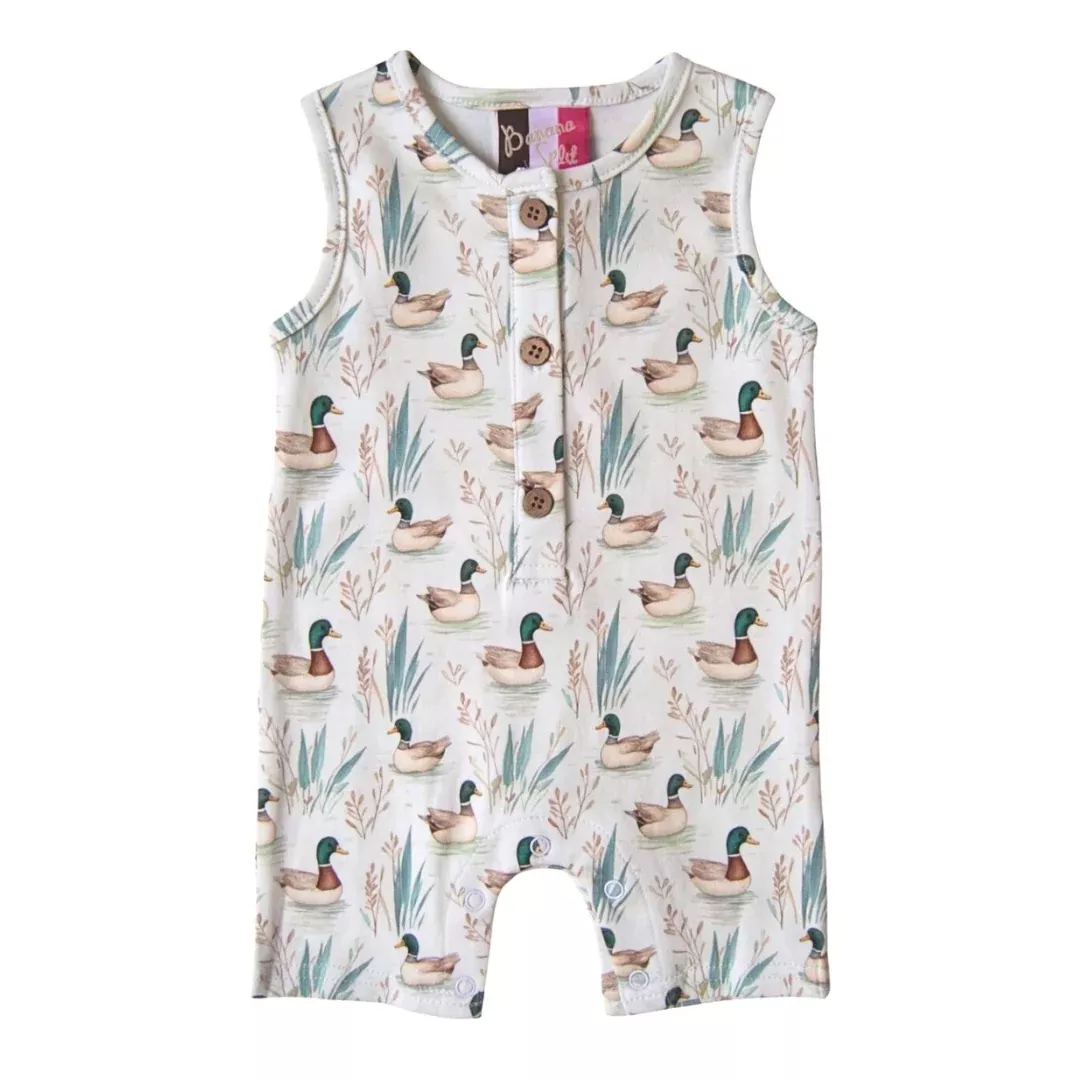 FEATHERED FRIENDS MALLARD BOYS SLEEVELESS ROMPER