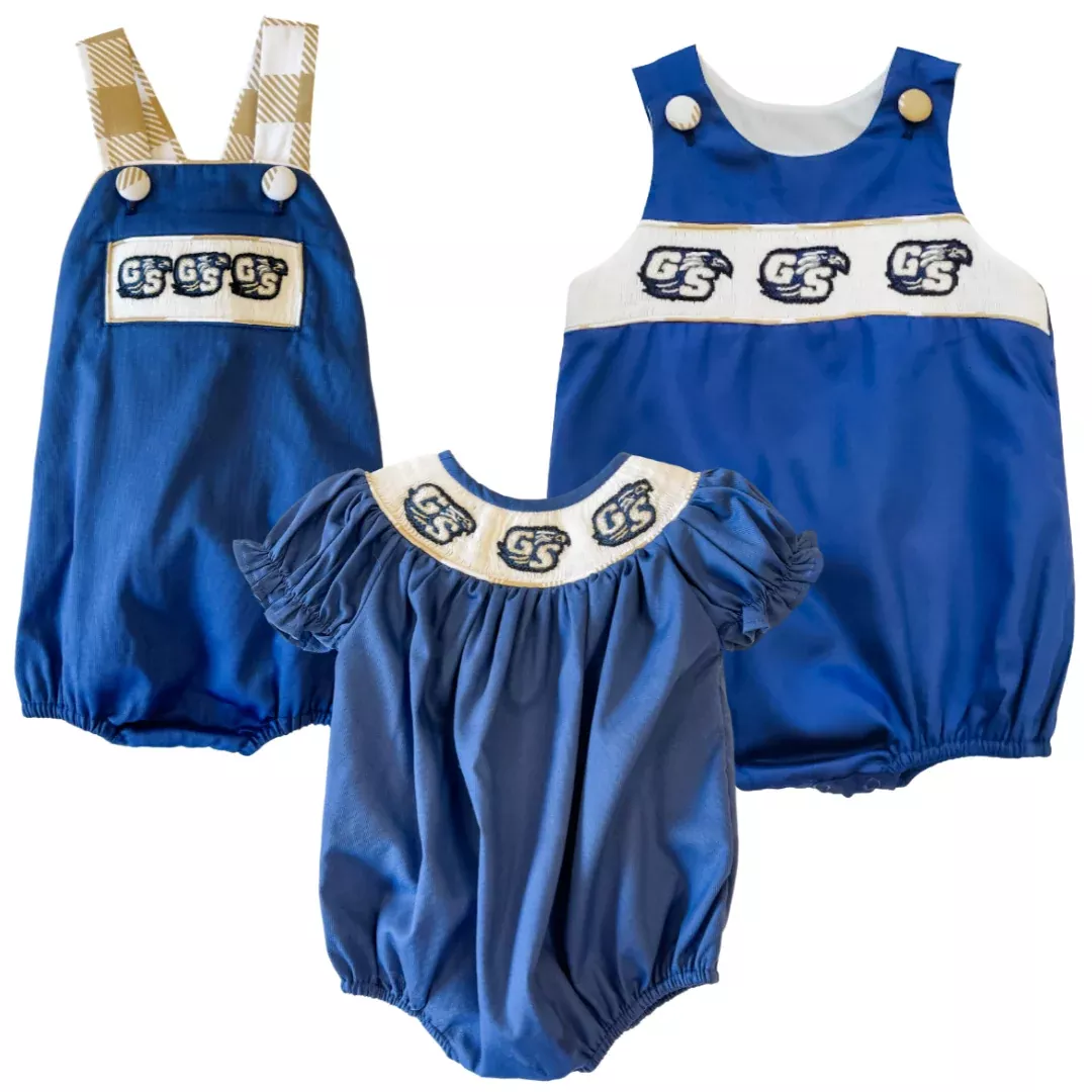 FINAL SALE NAVY GAME DAY SMOCKED BUBBLE