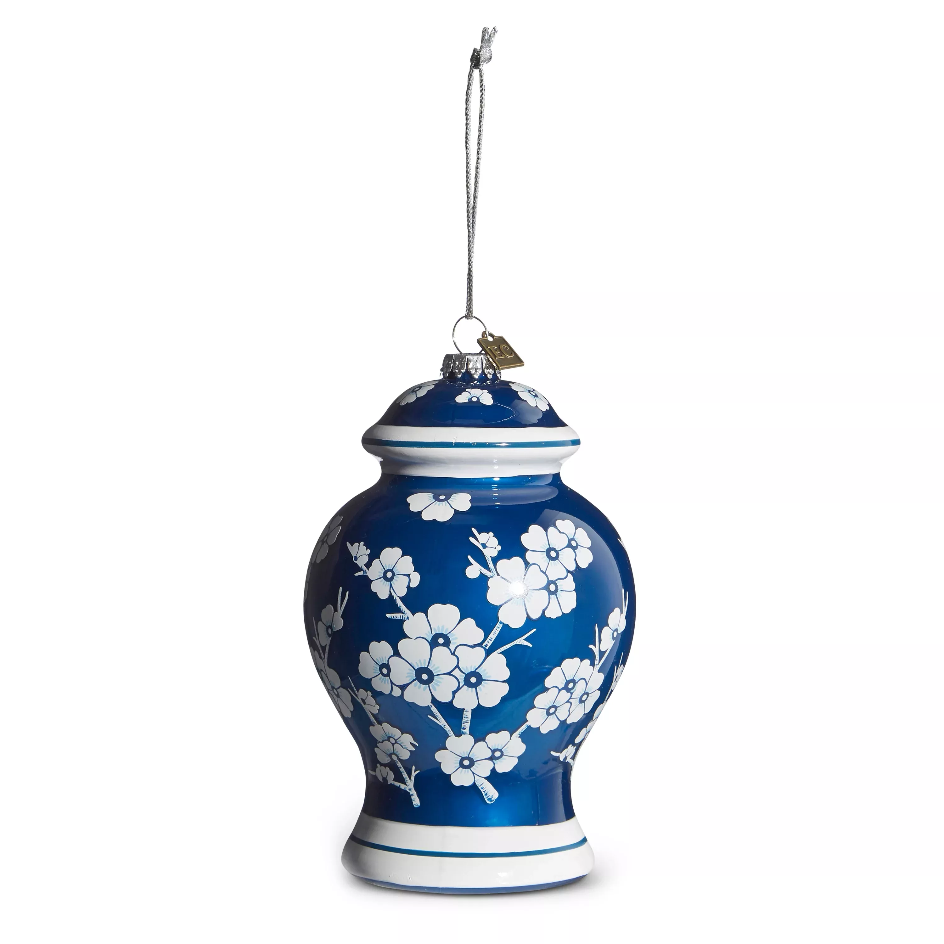 FLORAL BLUE & WHITE TEMPLE JAR ORNAMENT
