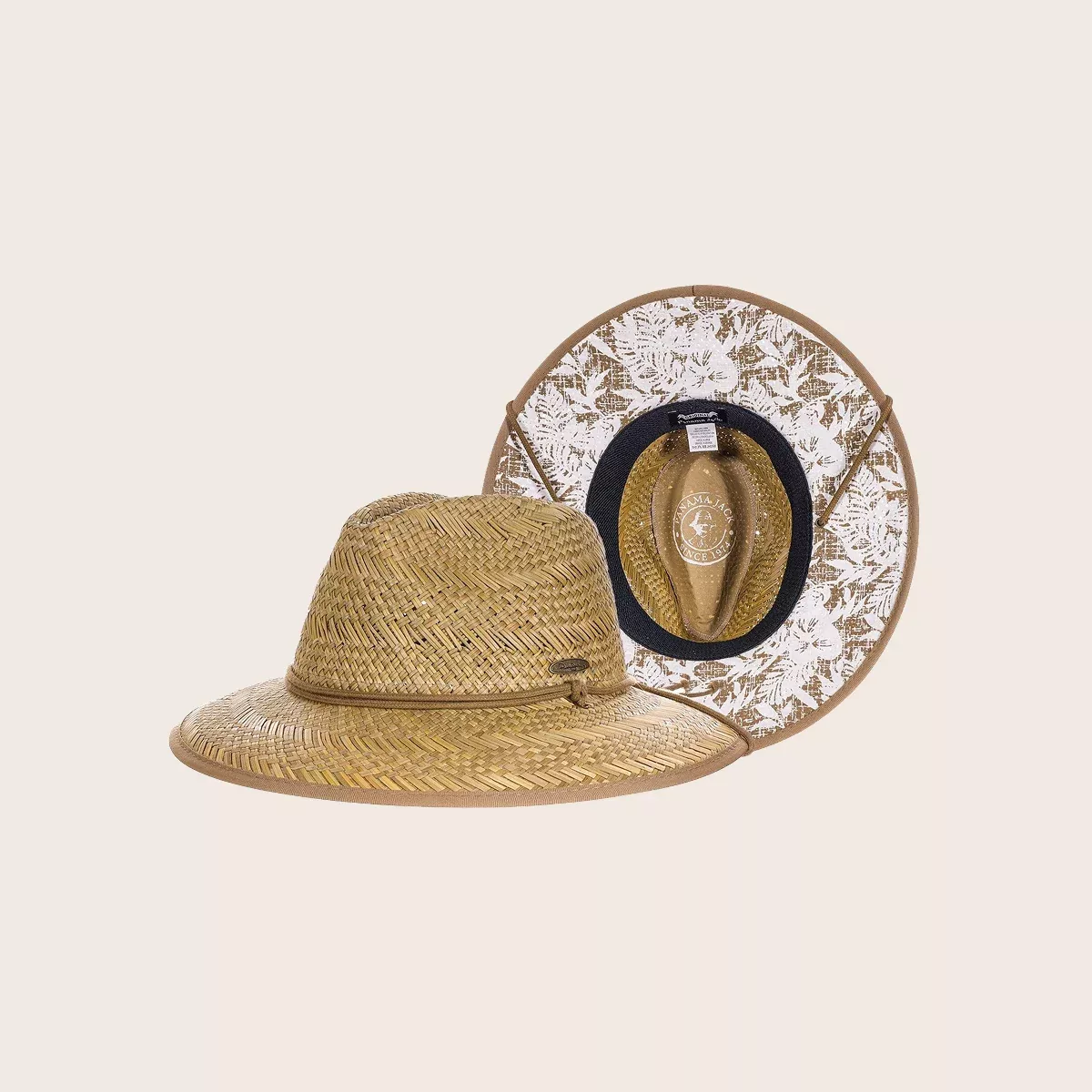 Floral Underbrim Deluxe Rush Straw Lifeguard Hat