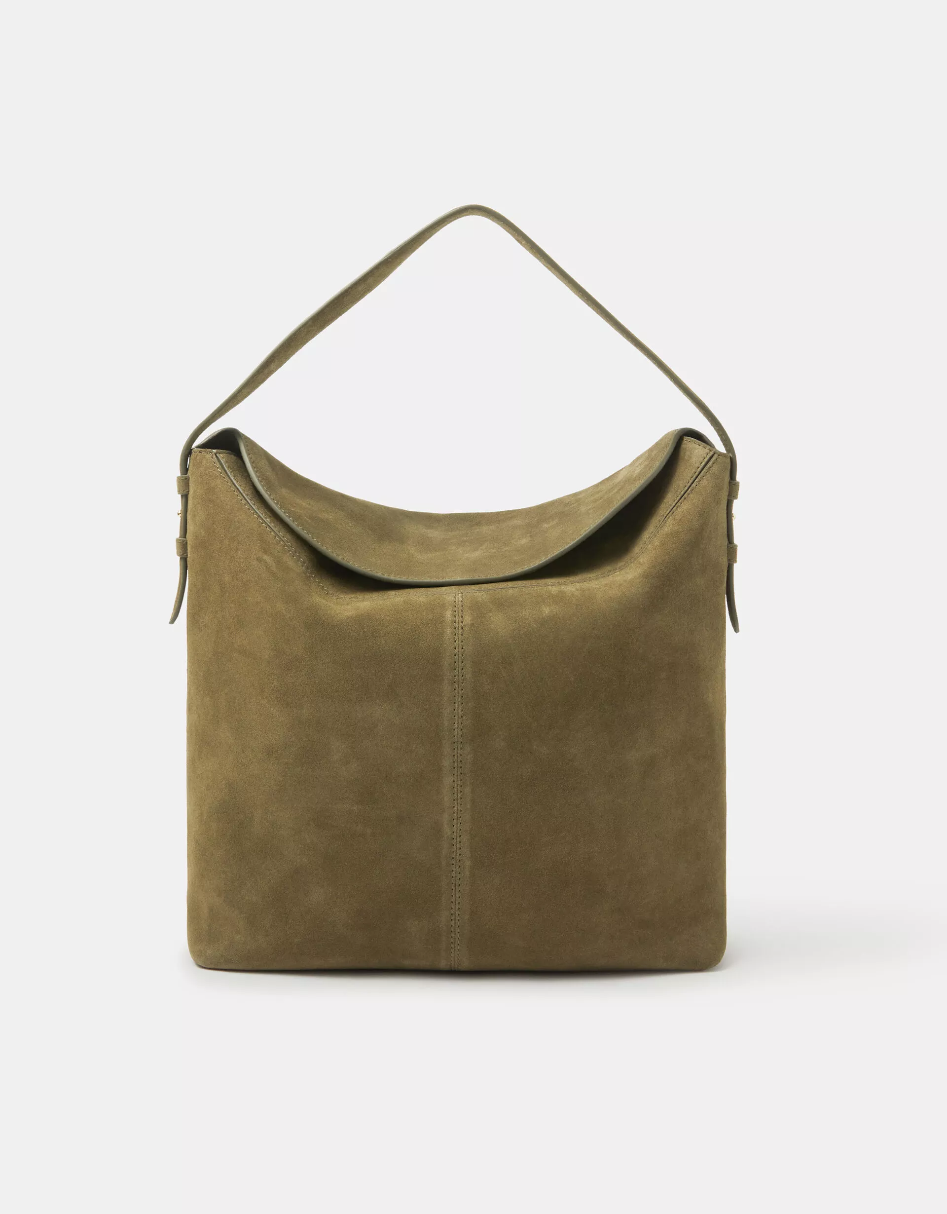 Fold Top Suede Shoulder Bag