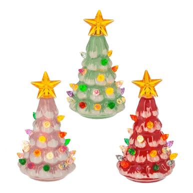 Ganz Mini Ceramic Vintage Style Light Up Christmas Tree