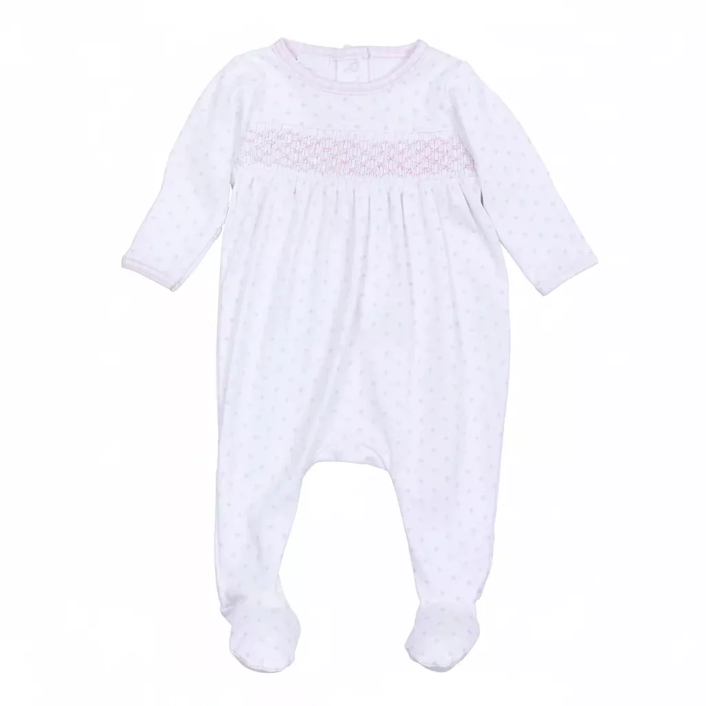 GINGHAM DOTS PINK SMOCKED FOOTIE