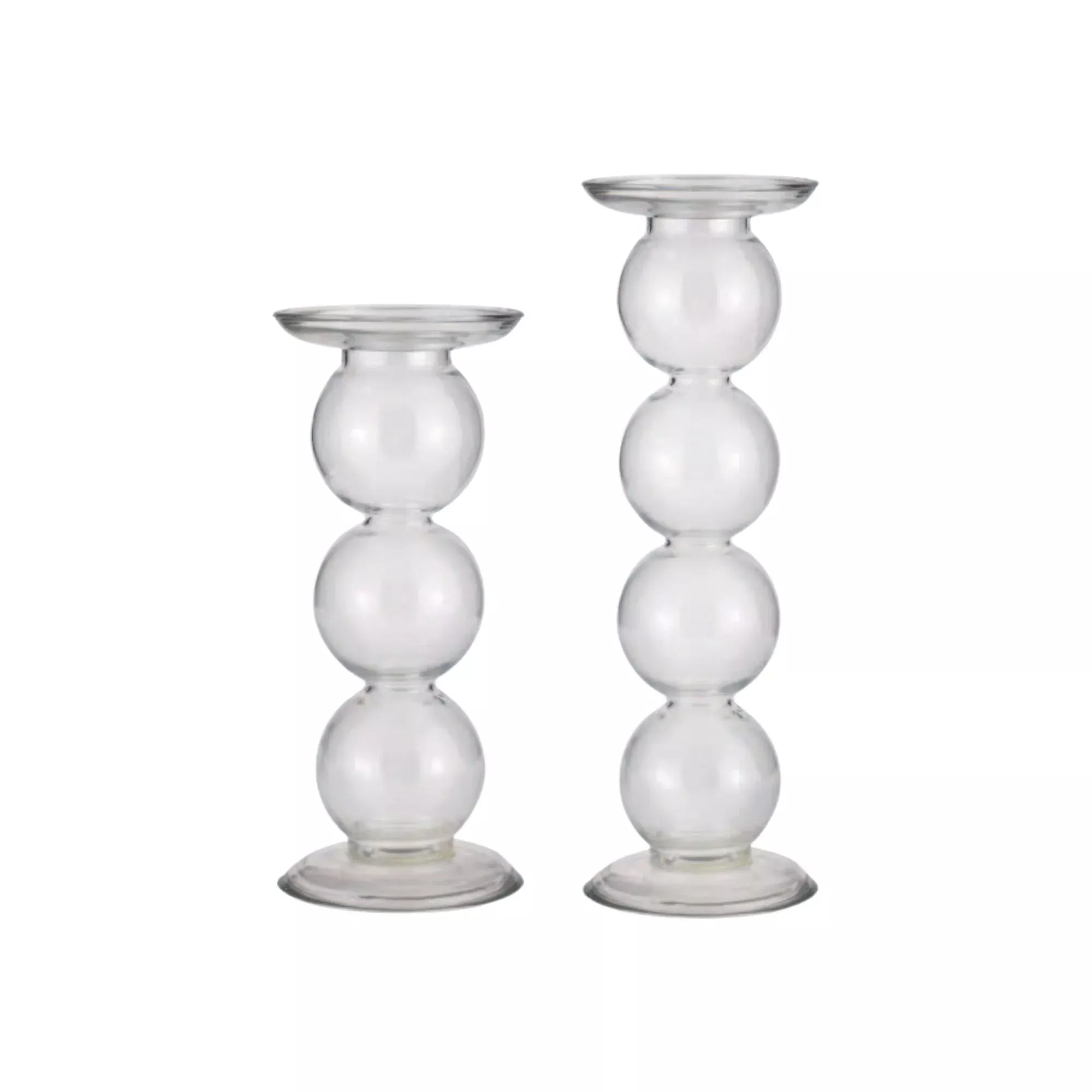 GLASS PILLAR CANDLE HOLDER SET