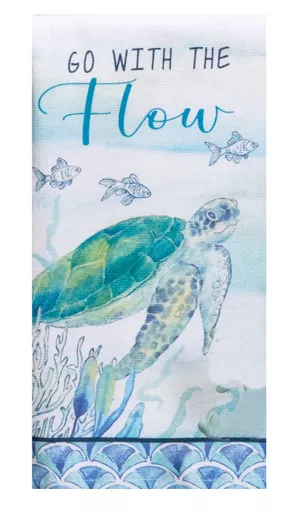 Go With The Flow Blue Sea Turtle Kitchen Towel