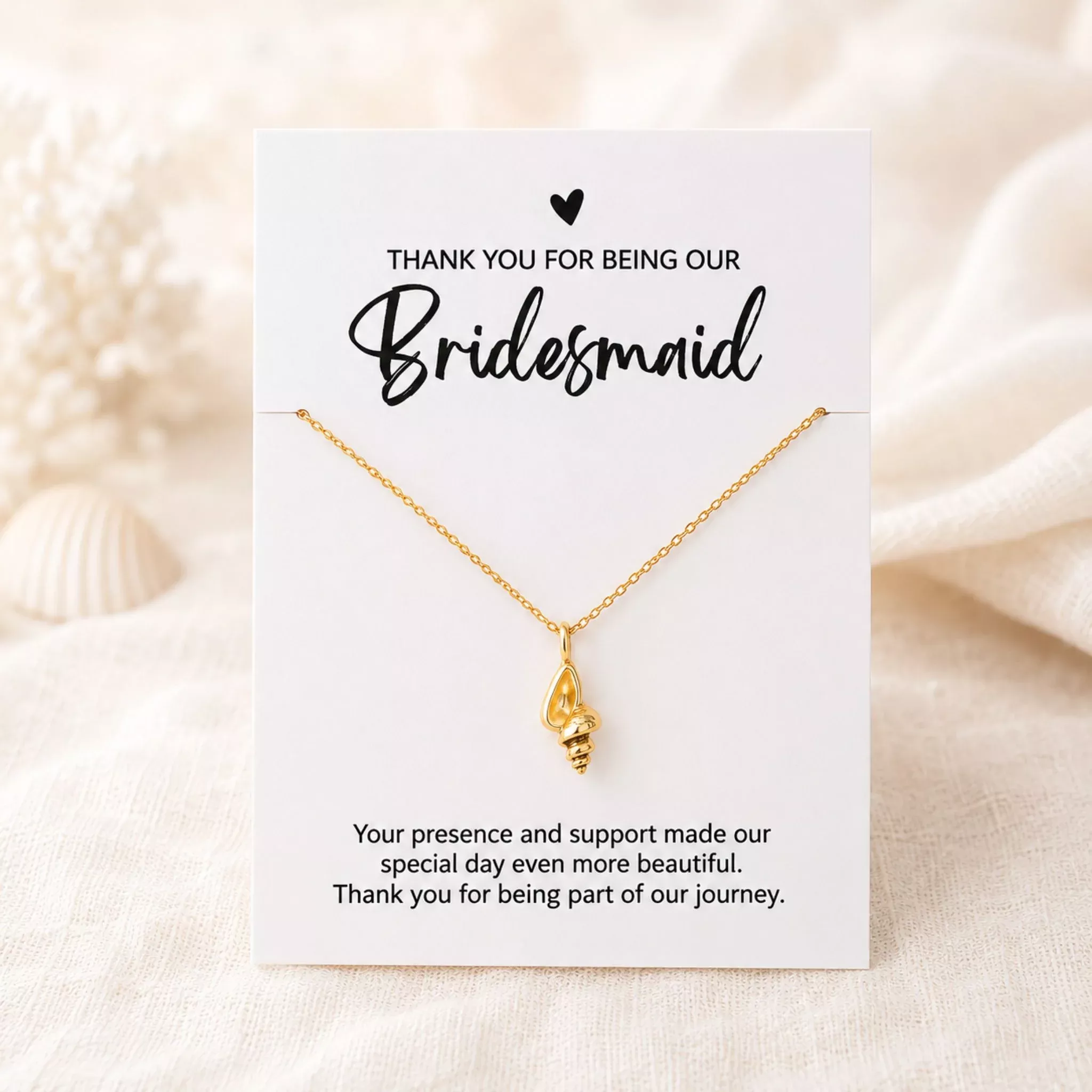 Gold Conch Shell Bridal Party Necklace Gift