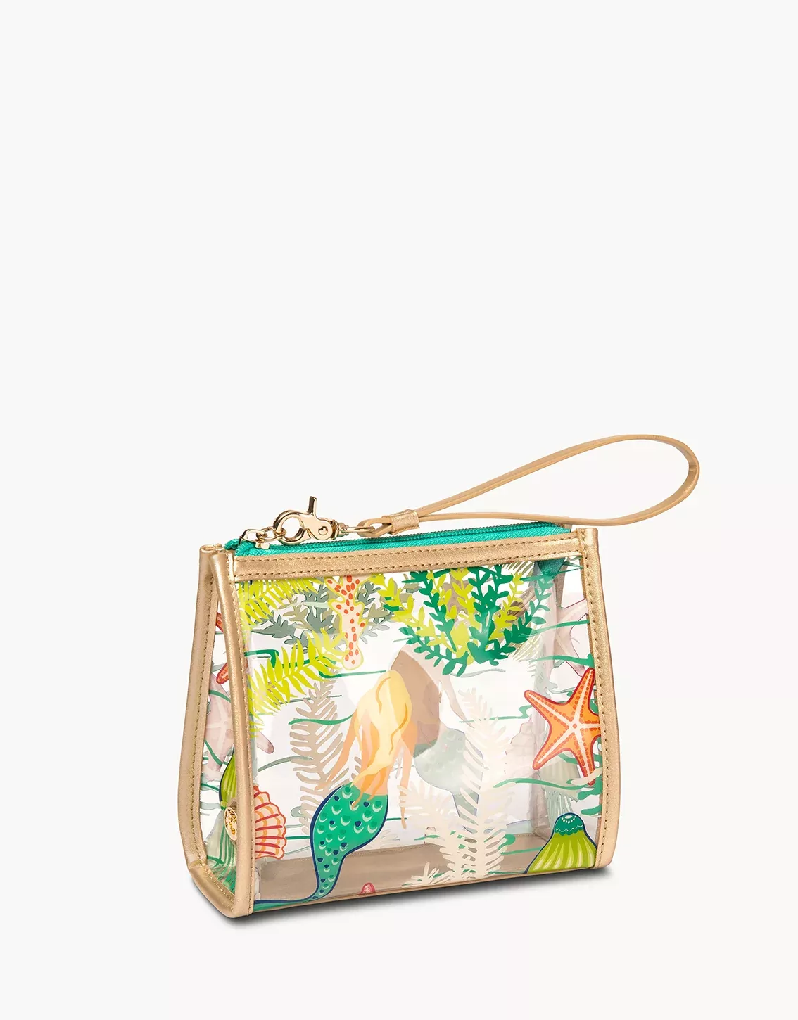 Golden Mermaid Clear Beach Wristlet