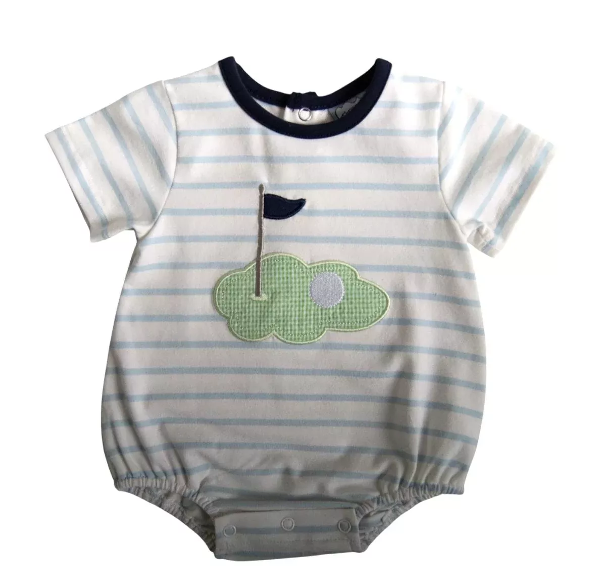 GOLF APPLIQUE BOYS BLUE STRIPED BUBBLE
